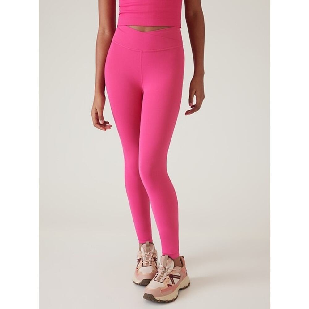 Athleta Girl Transcend Crossover 7/8 Leggings pink